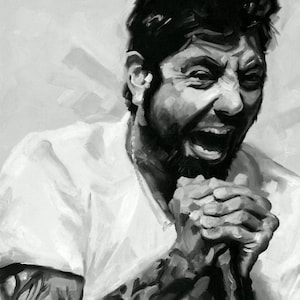 Chino Moreno Fine Art Print (Deftones, Crosses, Metal, Music, Portrait, Painting, Goth, Alt, Black & White, Icons)