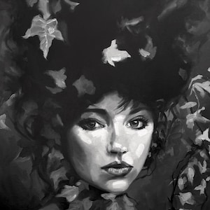 Kate Bush Fine Art Print (Art Pop, English, Wuthering Heights, Eighties, Icons, Black & White, Oil Painting, Musician)