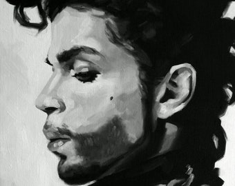 Prince Fine Art Print (80s, Icons, Music, Symbol, Art, Portrait, Oil Painting, Black & White, Funk)