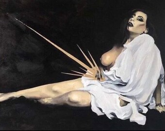 Impresión ocultista de edición limitada «Herida psíquica» (Thelema, satánica, alternativa, Alesiter Crowley, 93 años, mujer, pintura al óleo, Gian Lorenzo Bernini)