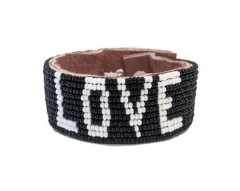 Joy Beaded Leather Cuff