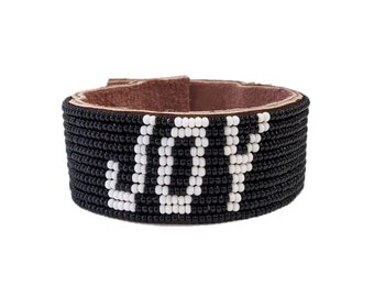 Joy Beaded Leather Cuff