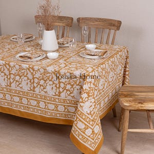 Handgefertigte indische Block bedruckte Tischdecke - Baumwolle, Boho Blumenmuster, Esstisch Abdeckung, rustikale Hochzeit & Party Decor Events Servietten