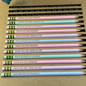 Back to School, Engraved Pencils, Personalized Affirmation Pencils, Art Supplies, Customized Writing Tool