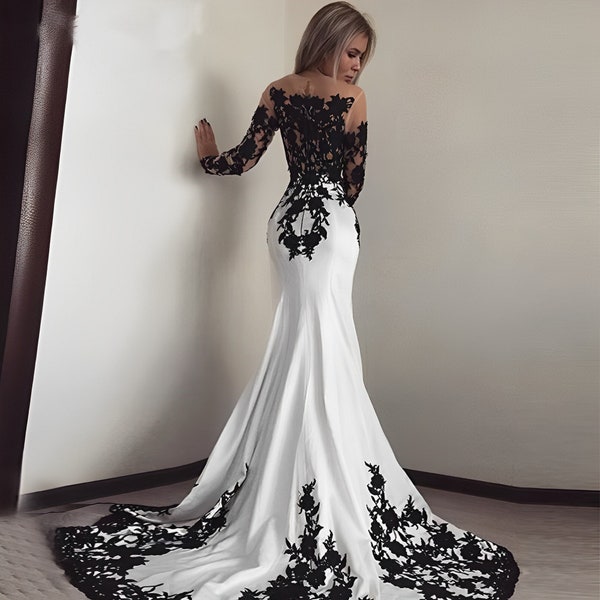 Black and White Wedding Dress - Etsy