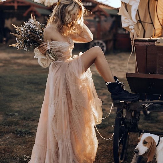 Western Wedding Dress Jen, Country Wedding Dress, Boho Chic Wedding Dress,  Fairy Wedding Dress, Unique Wedding Dress, Romantic Wedding Dress 