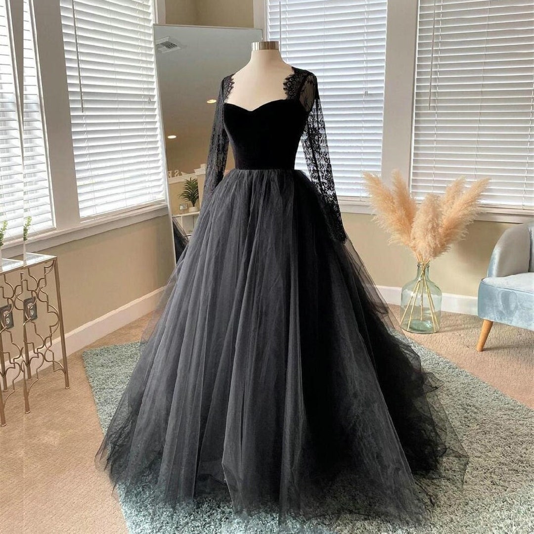Black Wedding Dress Alizé, Gothic Wedding Dress, Gothic Dress Vintage ...