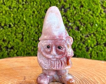 Hand-Carved Stone Gnome Figurine: Whimsical Dwarf Sculpture