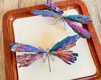 Aura Tourmaline Crystal Dragonfly: Handmade Gemstone Garden Decor