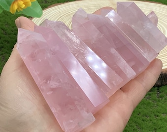 Natural Rose Quartz Crystal Tower: Pink Obelisk Point, Healing Stone