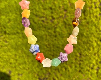 10mm Crystal Star Beads: Pre-Drilled Gemstone Charms for Jewelry Making