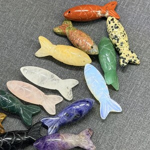 Hand-Carved Crystal Fish Pendant, Gemstone DIY Jewelry Charm image 4