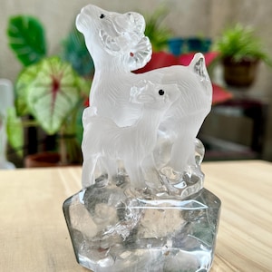 Clear Garden Quartz Sheep Carving: Natural Crystal Figurine, Home Decor