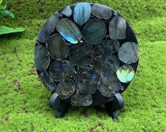 Labradorite Round Coaster: Crystal Decorative Plate