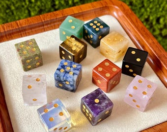 Hand-Carved Crystal D6 Dice: Polished Energy Stone, Spiritual Decor