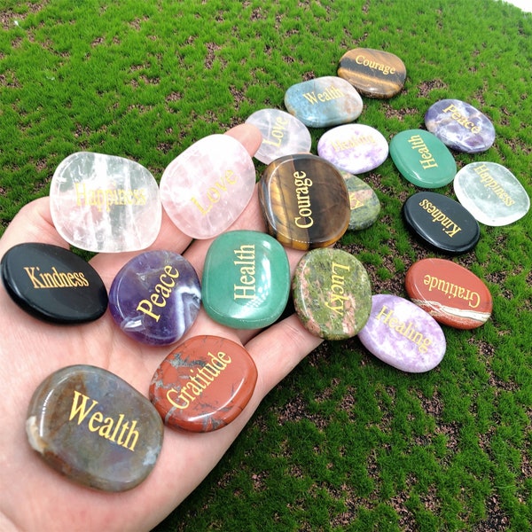 Word Stones Inspirational, Word Strength Stone,Metaphysical Healing Stones,Inspiratonal Word palm Stones, Spiritual Gifts, Pocket Stones,