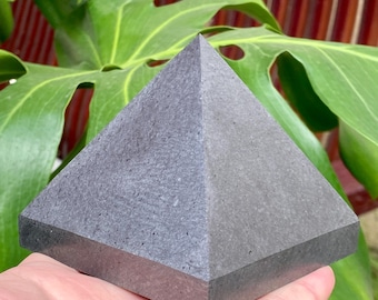 Hand-Carved Shungite Pyramid, EMF Shield, Meditation Decor
