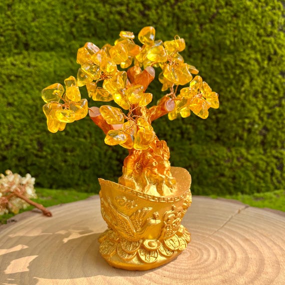 Handmade Citrine Feng Shui Money Tree – Crystal Prosperity Decor