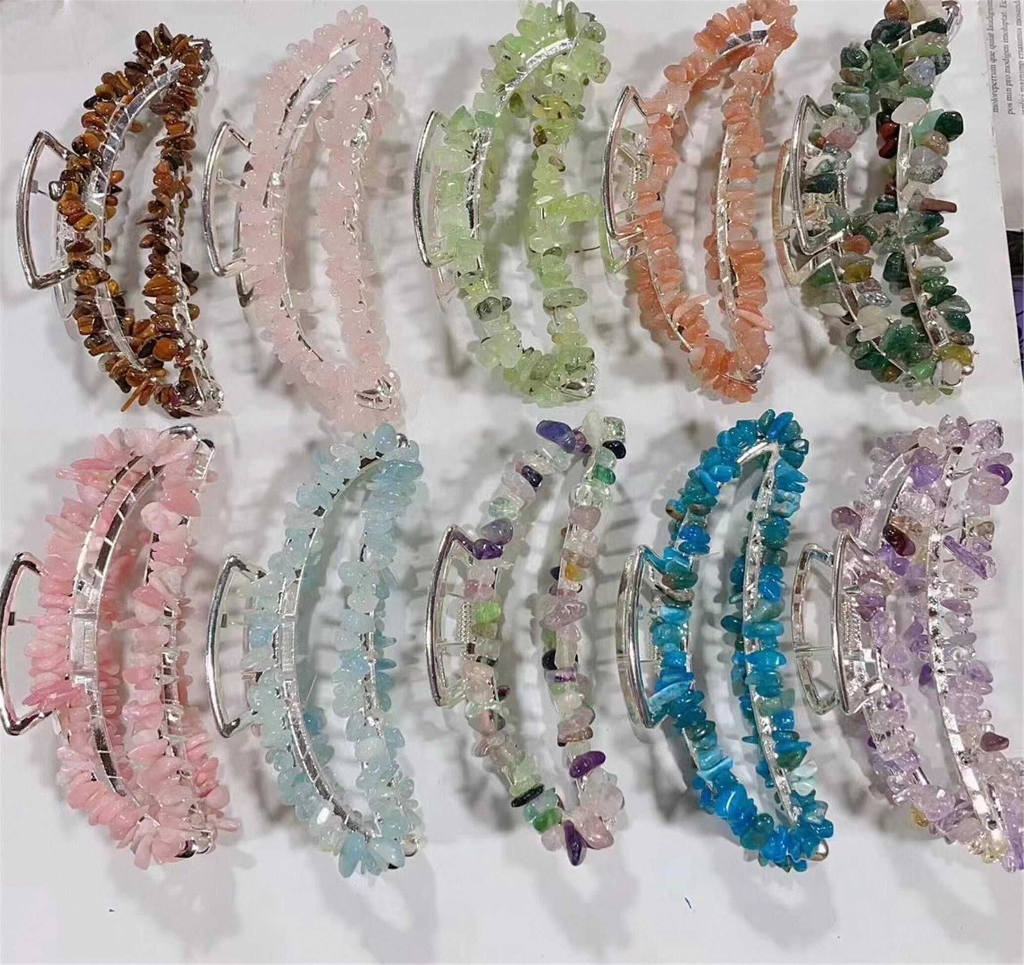 Crystal Quartz Moon Hair Clip, Crystal Hair Claw Clip, Gemstone Hair