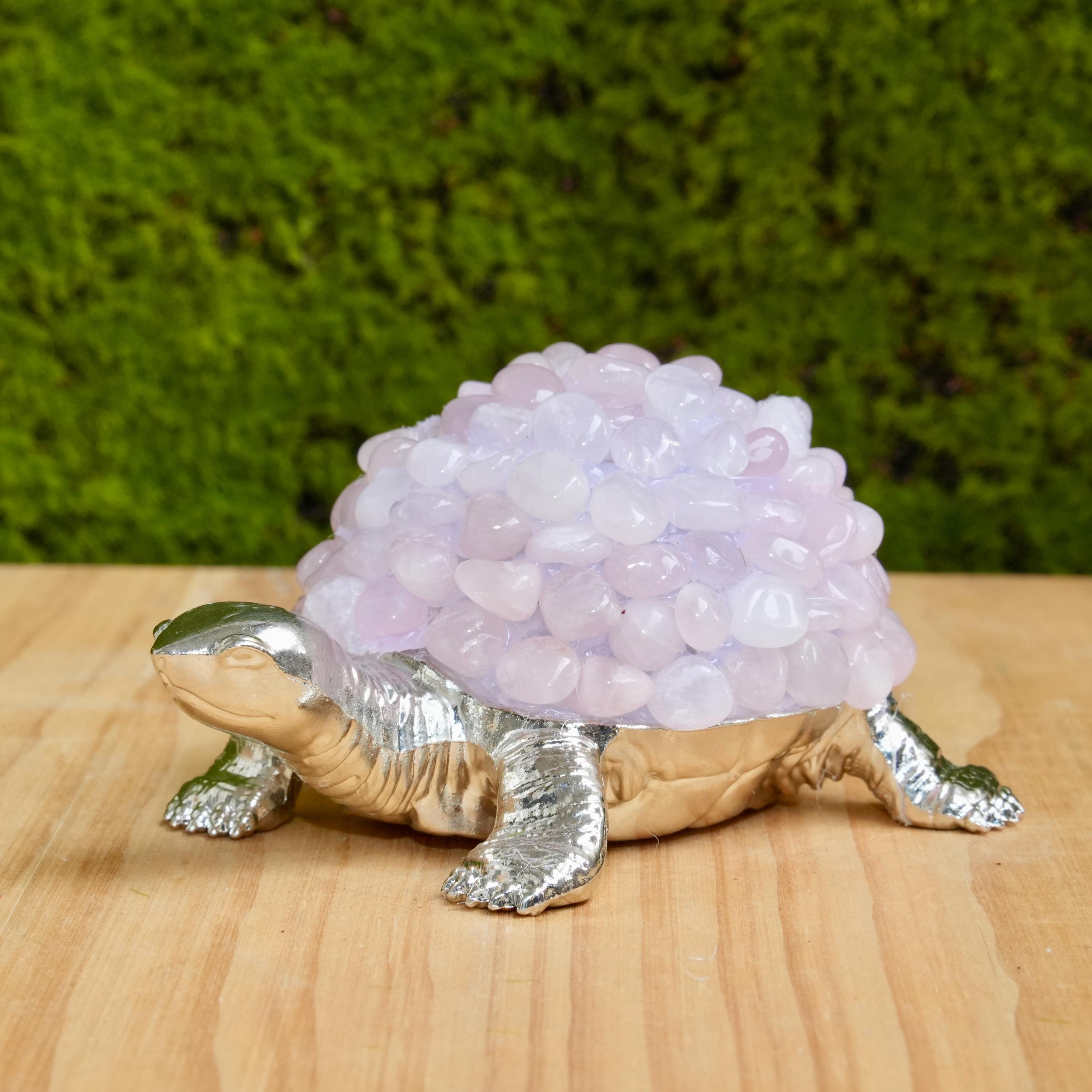 手作りローズクォーツの亀の置物：クリスタル動物彫刻 - Etsy 日本