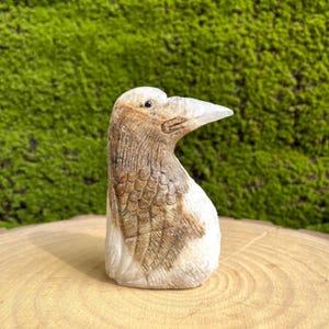 Hand Carved Quartz Crystal Bird Statue: Mineral Specimen, Desk Decor