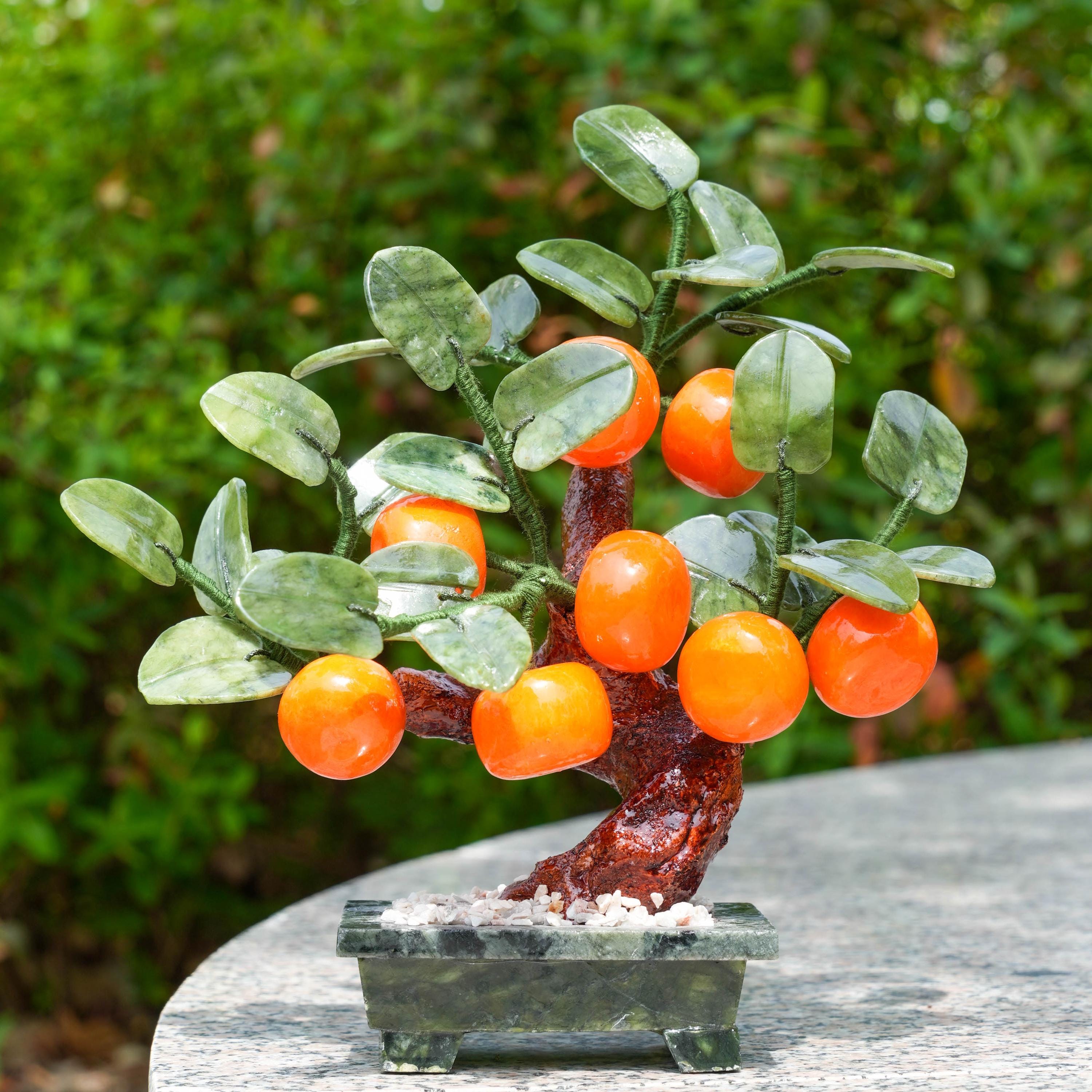 Jade Orange Tree Bonsai: Feng Shui Wealth Decor, Chinese Gift