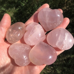 Handmade Rose Quartz Heart: Puffy Pink Gemstone (1.5&quot;/40mm)