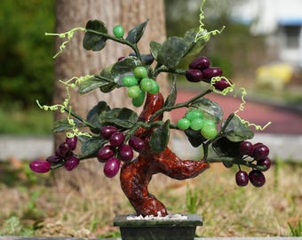Chinese Grapetree Bonsai, Solid, Chinese Grape Bonsai Made of Jade - Etsy