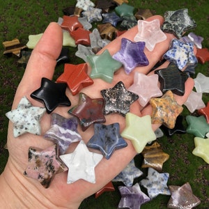 Mixed Crystal Star Carvings: Natural Gemstone Figurine Set