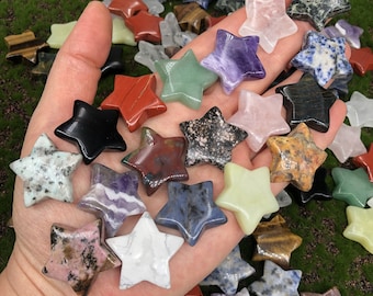 Mixed Crystal Star Carvings: Natural Gemstone Figurine Set