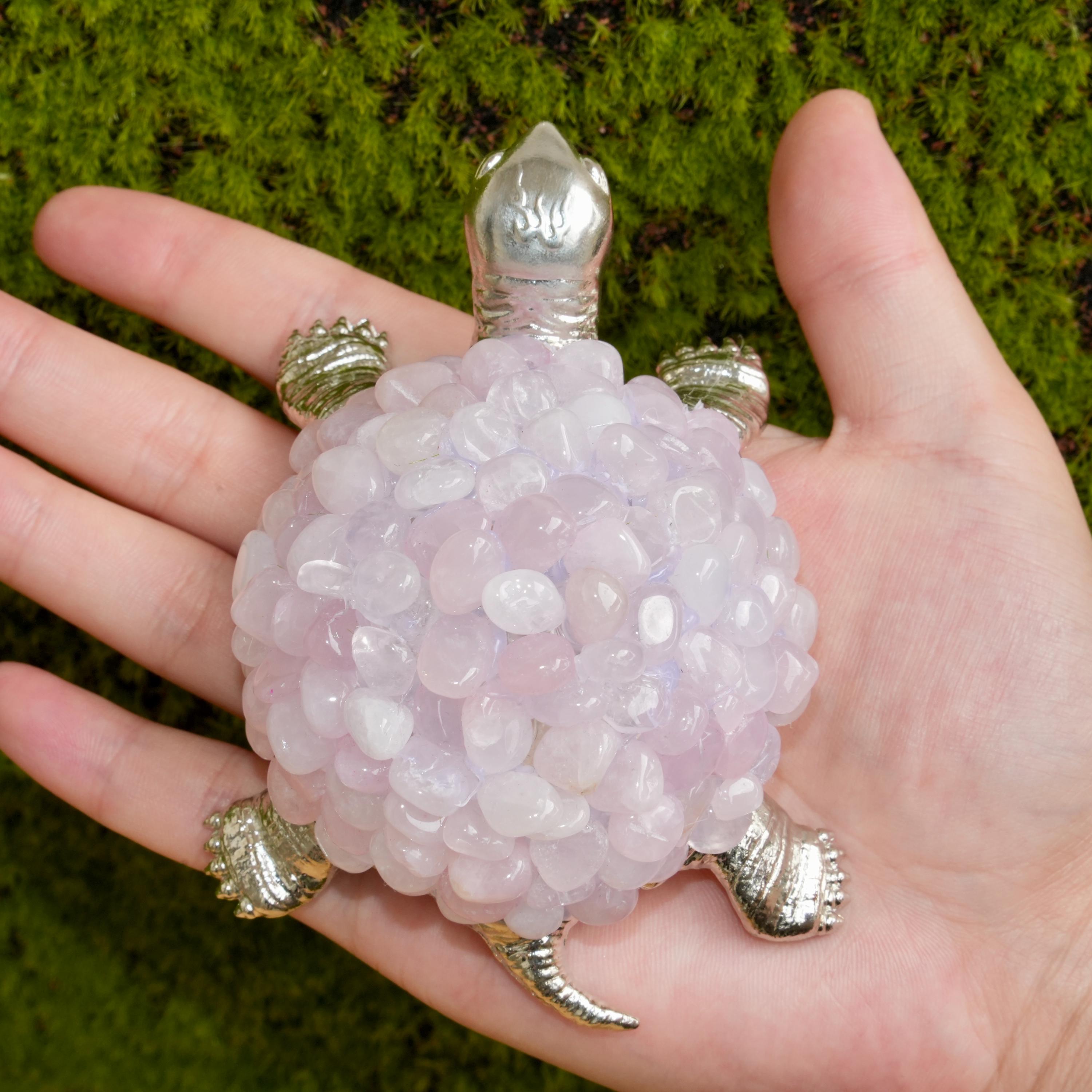 手作りローズクォーツの亀の置物：クリスタル動物彫刻 - Etsy 日本