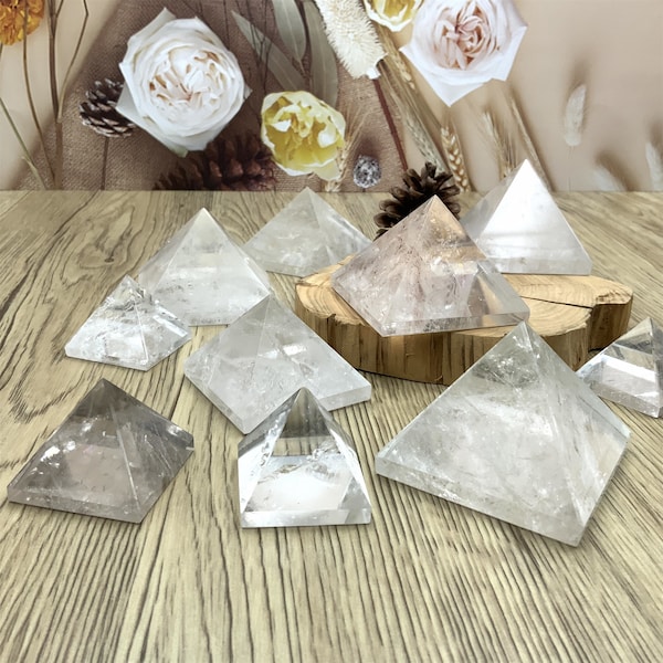 Crystal Pyramid Natural Clear Quartz Hand-carved Carving Small Pyramids Mini Pyramid Crystal Healing Bulk Small Gemstones Quartz Pyramid