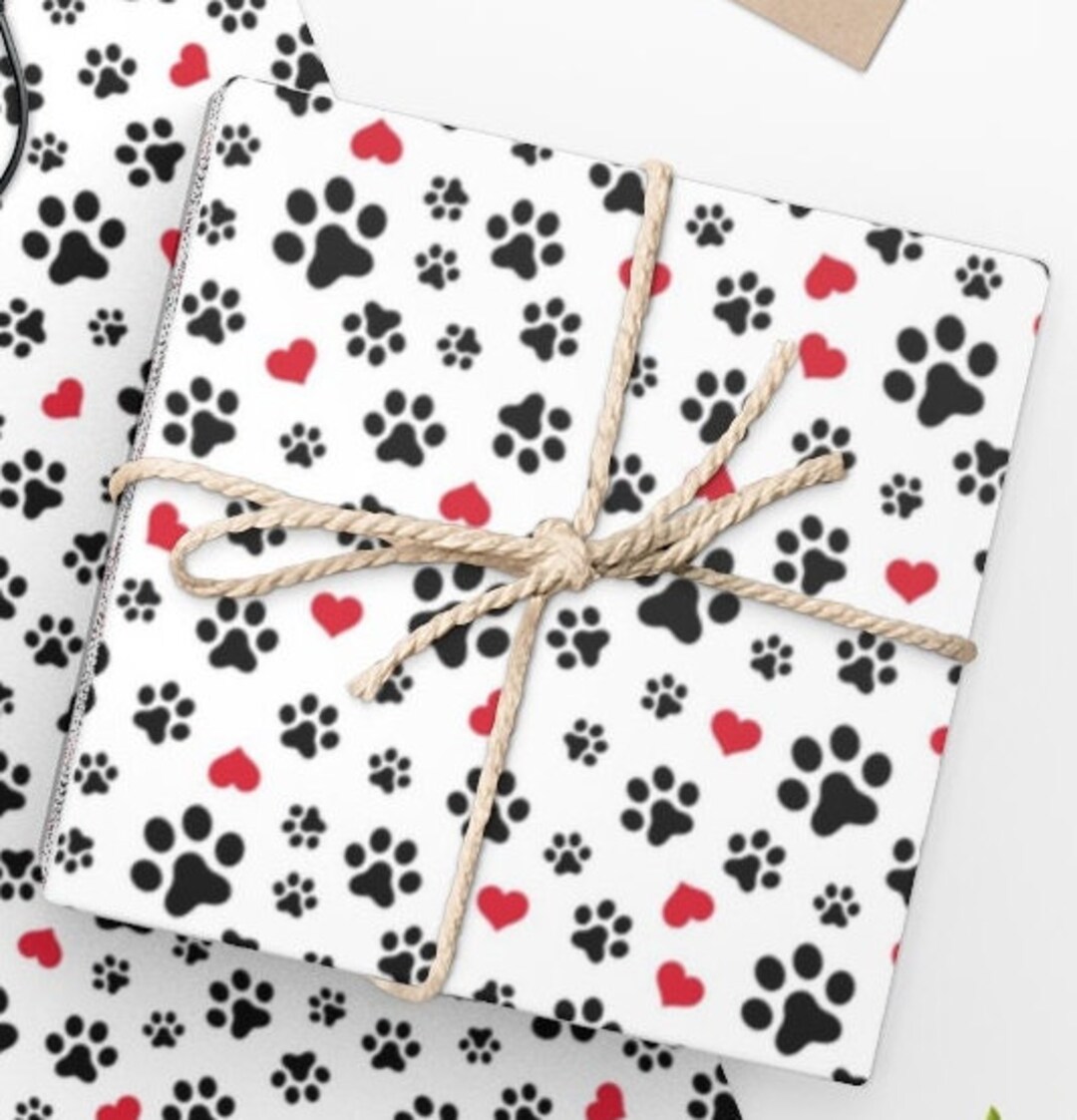Paw Print Wrapping Paper dogs Puppies Prints Love Pets - Etsy