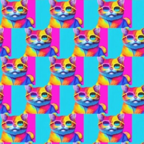 Trippy Cat Wrapping Paper {Cats, Kittens, Kitty, Psychedelic, Colorful, Sunglasses}