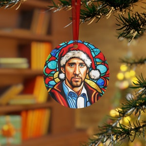 Nicholas Cage Christmas Metal Ornaments