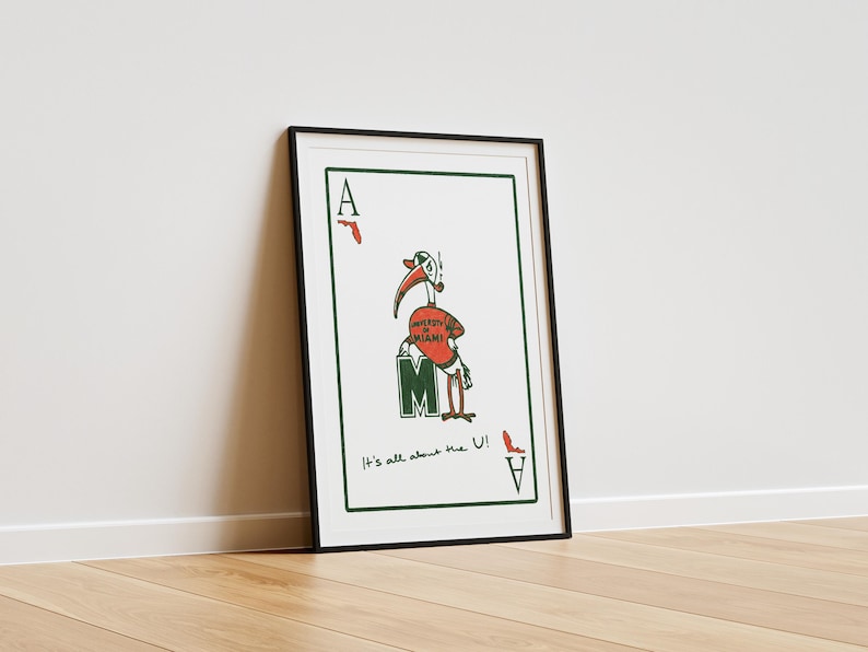 Póster de los Miami Aces / Póster universitario / Decoración para la pared de la residencia estudiantil / Lámina para la sala de estar / Regalo de graduación / Miami Hurricanes imagen 2