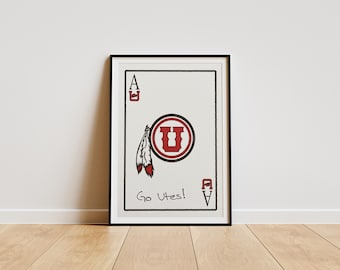 Impression artistique Utah Ace | affiche d'As | affiche universitaire | Art mural pour dortoir | Impression salon | Cadeau de fin d'études | Utah Utes