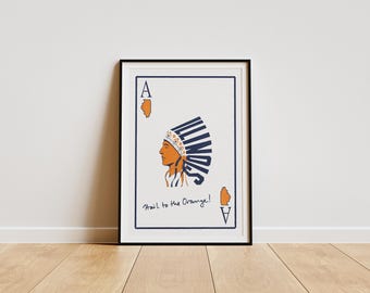Carte As de l'Illinois | affiche d'As | affiche universitaire | Art mural pour dortoir | Impression salon | Cadeau de remise des diplômes | Université de l'Illinois