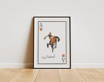 Carte d'as de l'Oklahoma State | affiche d'As | affiche universitaire | Art mural pour dortoir | Impression salon | Cadeau de remise des diplômes | État de l'Oklahoma