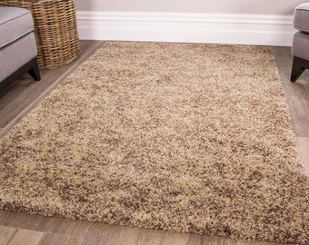 Natural Taupe Mottled Shaggy Area Rug Two Tone Beige Bedroom Living Room Rugs Long Hallway Runner