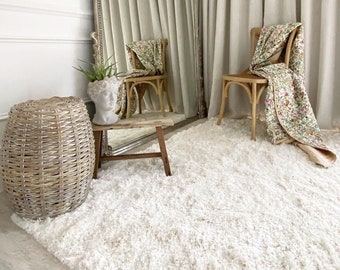 Super Soft Cream Shaggy Rug Large Living Area Bedroom Mat Plush Shag Pile Hallway Runner