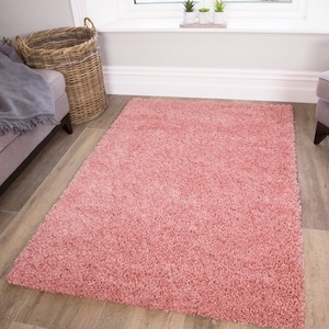 Blush Pink Shaggy Area Rug Warm Pink Bedroom Living Room Mat Hallway Runner Rugs