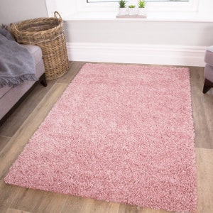 Baby Pink Shaggy Area Rug Bedroom Living Room Mat Hallway Runner Rugs