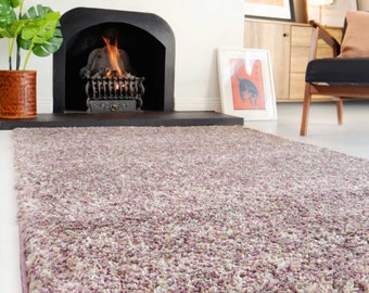 Purple Beige Mottled Shaggy Area Rug Pastel Heather Tonal Bedroom Living Room Rugs Long Hallway Runner