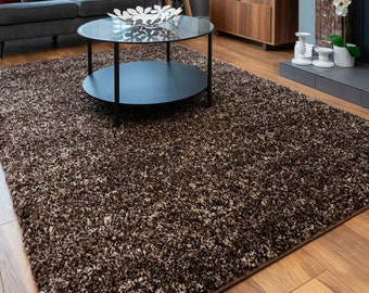 Chocolate Brown Mottled Shaggy Area Rug Beige Brown Bedroom Living Room Rugs Long Hallway Runner