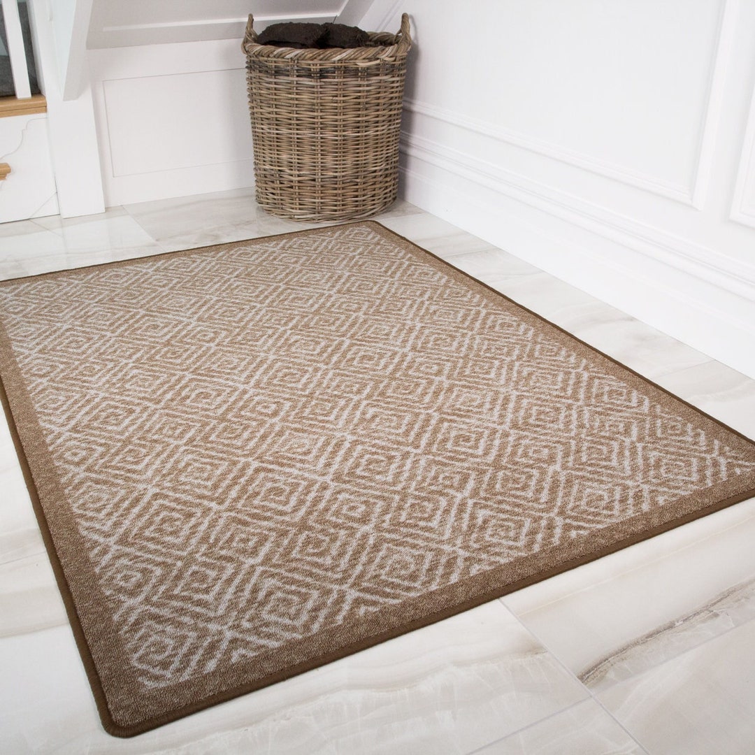 Natural Beige Washable Rug Non Slip Entrance Hallway Mat Brown Etsy UK