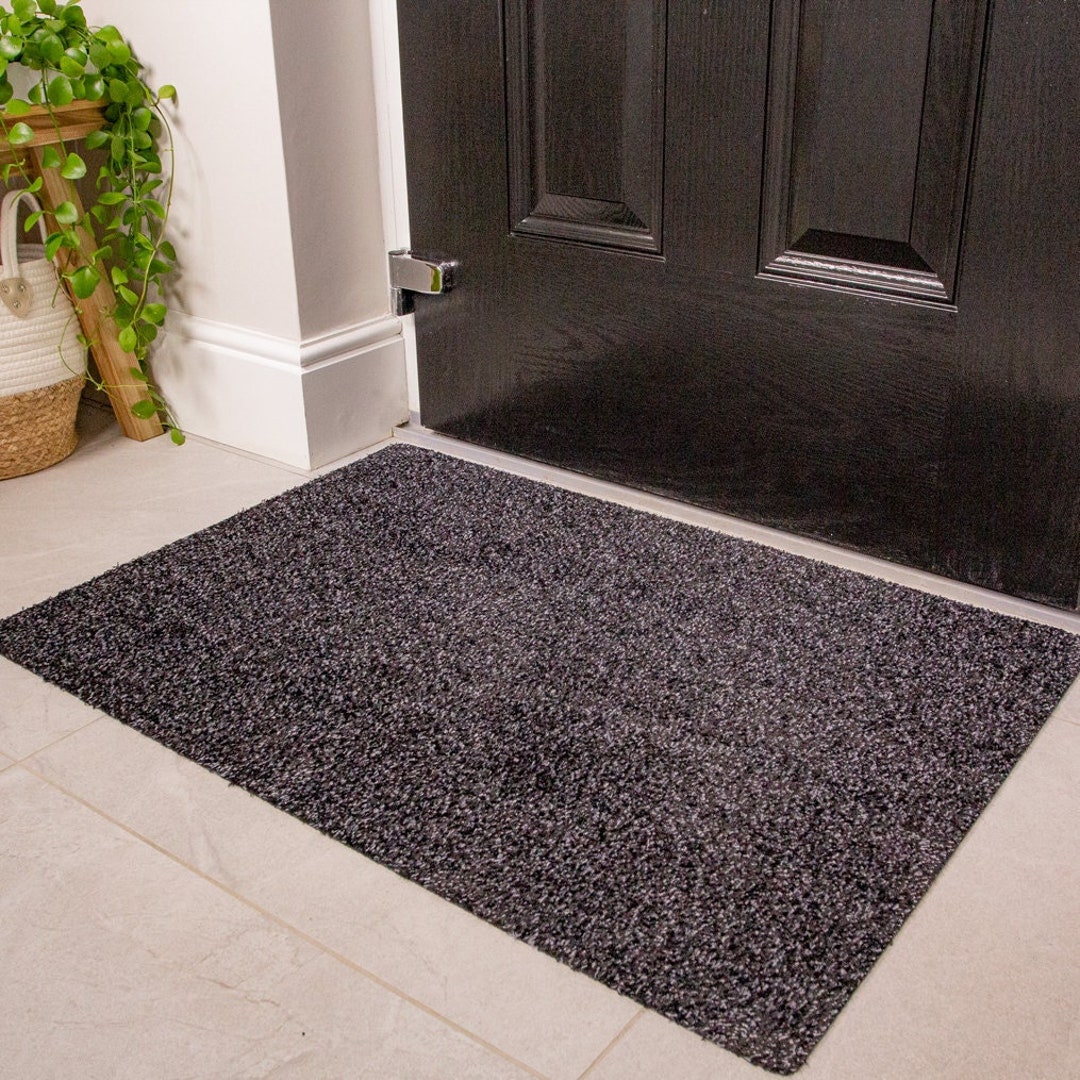 Charcoal Grey Washable Mat Non Slip Rubber Back Entrance Etsy UK