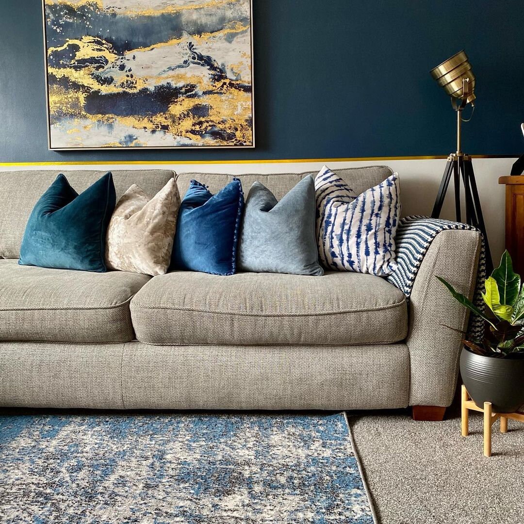 Soft Blue Grey Distressed Abstract Living Room Rug Blue Accent Etsy