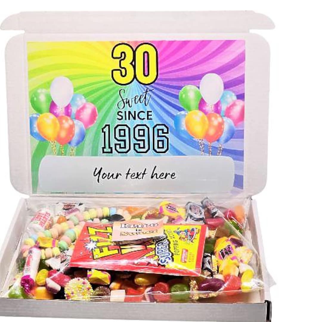 Personalised 30th Birthday Sweet Box |30 Sweet Since 1996 Sweet Box ...
