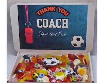 Boîte de bonbons Coach Merci|Cadeau coach de football| Cadeau pour une équipe de football |Cadeau de fin d'année pour enseignant|Meilleur entraîneur|Cadeau pour entraîneur de football|